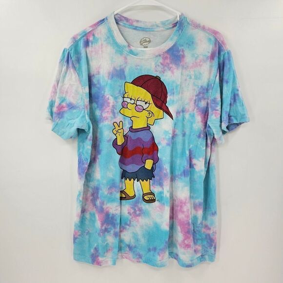 The simpsons Lisa hippie tee shirt tie dye xl blue boho 90s tshirt - Picture 1 of 3